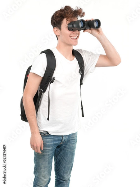 Obraz Young student using a binoculars