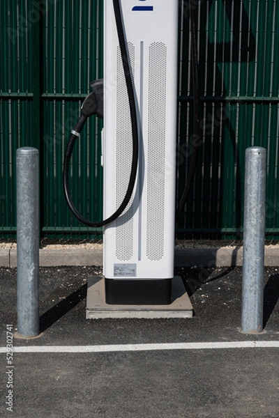 Obraz Close-up of the bottom of an electrical terminal at a charging station.