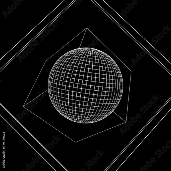 Obraz Abstract geometry wireframe 3D Illustration