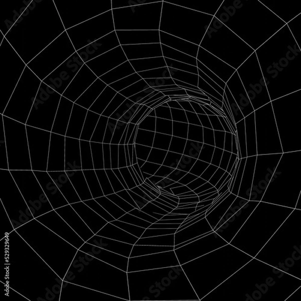Obraz Abstract tunnel wireframe 3D Illustration