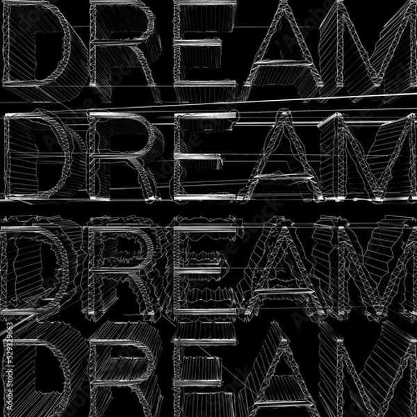 Obraz Abstract Dream typography wireframe 3D Illustration
