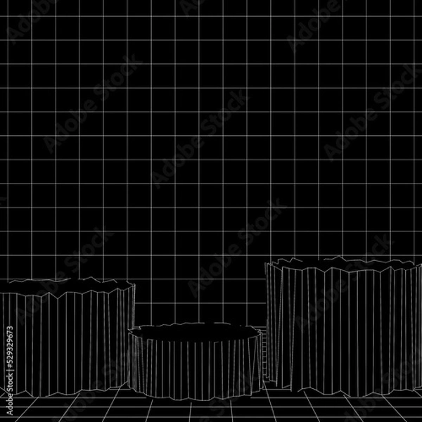 Obraz Abstract podium wireframe 3D Illustration