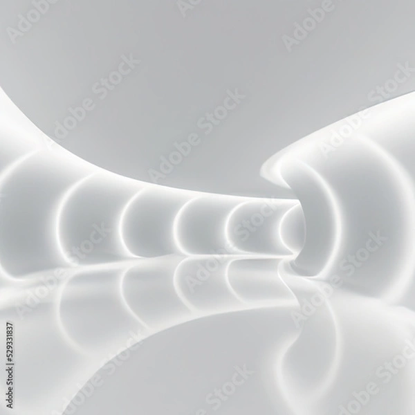 Obraz Modern white space interior with curve wall 3d render, There are glossy floor and ceiling decorate with hidden light.