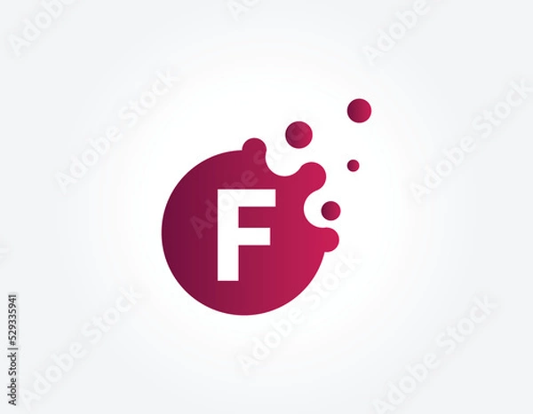 Obraz Dots Letter F Logo. F Letter Design Vector with Dots. vector illustrator.