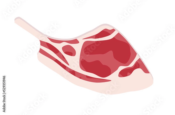 Obraz Fresh organic raw meat vector, fresh meat vector, organic food vector on white background, food top view vector, raw beef on white background, raw meat top view, flat design of raw beef steak.