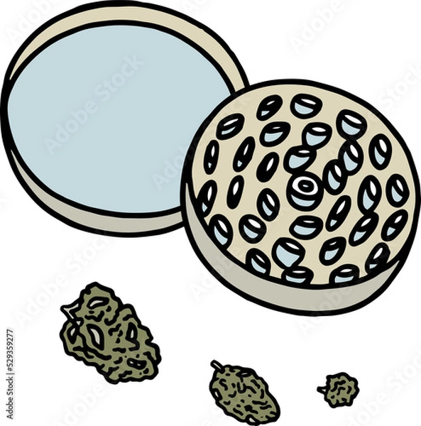 Fototapeta Illustration of a grinder and marijuana buds