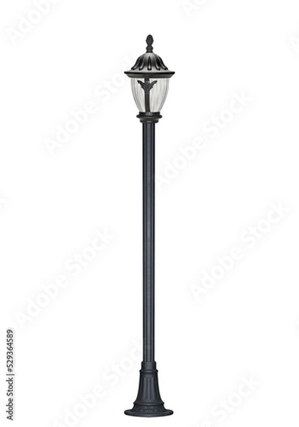 Obraz vintage Street and garden Lamp pole  posts isolated on white background