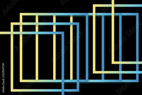 Fototapeta Black abstract background with yellow and blue square elements