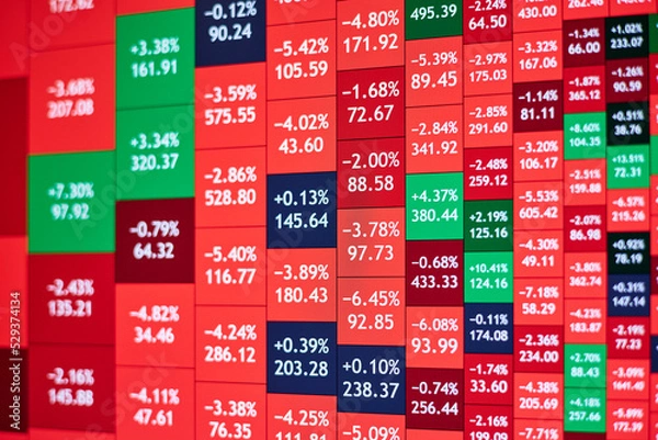 Obraz Background of Stock heatmap on the monitor in predominantly red