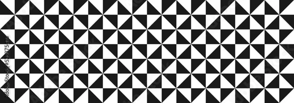 Fototapeta Triangle geometric pattern banner background design vector. Modern black white mosaic tile wallpaper.