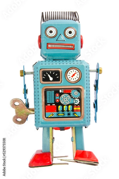 Fototapeta retro  tin robot    transparent