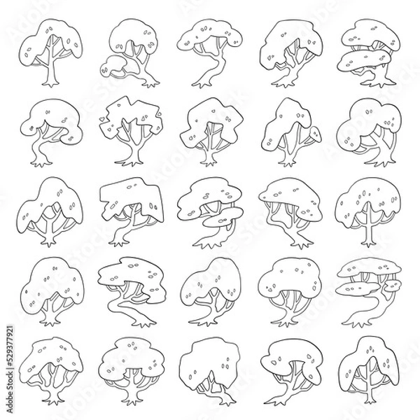 Obraz hand drawn vector set of side view tree.