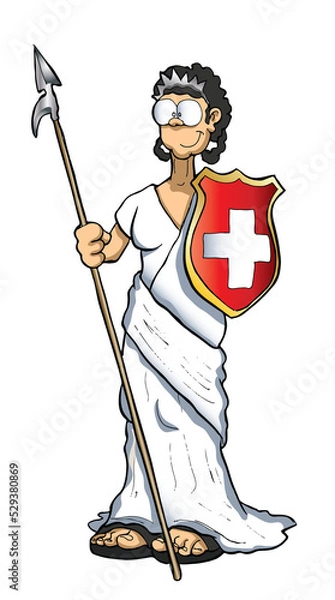 Obraz Helvetia holding a pike and the swiss shield