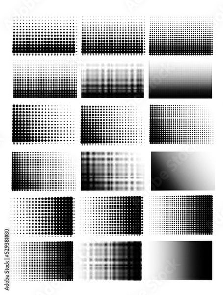 Obraz Set of simple gradient halftones dot texture, Vector illustration.