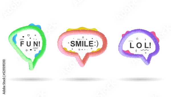 Fototapeta A set of multi-colored dialog communication windows. Messages, sms, correspondence. EPS 10.