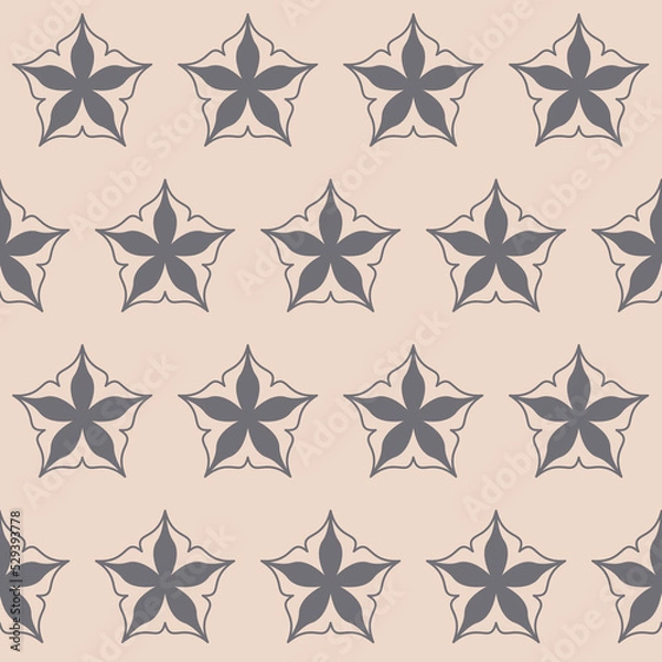 Fototapeta Pink gray pastel star on white background, cute repeating eps