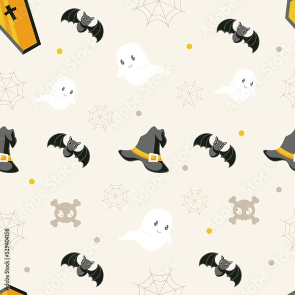 Fototapeta halloween seamless pattern in flat style cute characters element
