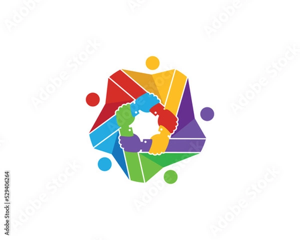 Fototapeta Abstract People Group Logo Concept sign icon symbol Element Design. Human, Unity, Teamwork, Businessman, Community Logotype. Vector illustration template