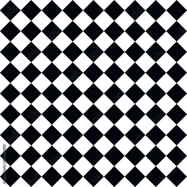 Fototapeta Checkered seamless pattern. Black and white rhombus background.
