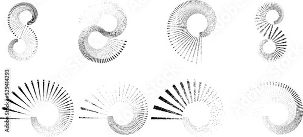 Obraz Grunge lines in Circle Form . Spiral Vector Illustration .Textured round Logo . Design element . Abstract Geometric circular shapes .Rotating grunge radial line. Concentric circles