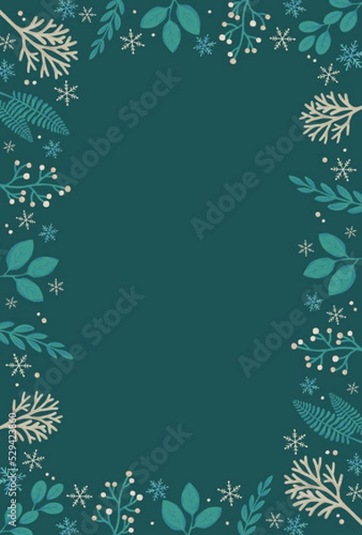 Obraz クリスマスの植物フレーム素材