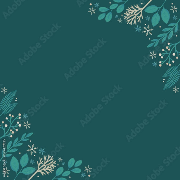 Obraz クリスマスの植物フレーム素材