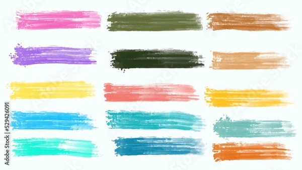 Fototapeta Set of pastel colorful watercolor brush isolate on white, vector.