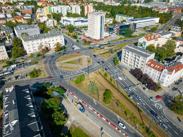 Fototapeta Bydgoszcz. Aerial View of City Center of Bydgoszcz near Brda River. The largest city in the Kuyavian-Pomeranian Voivodeship. Poland. Europe.