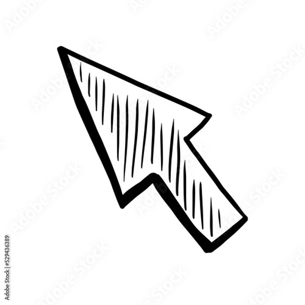 Fototapeta Cursor arrow sketch vector illustration on white background