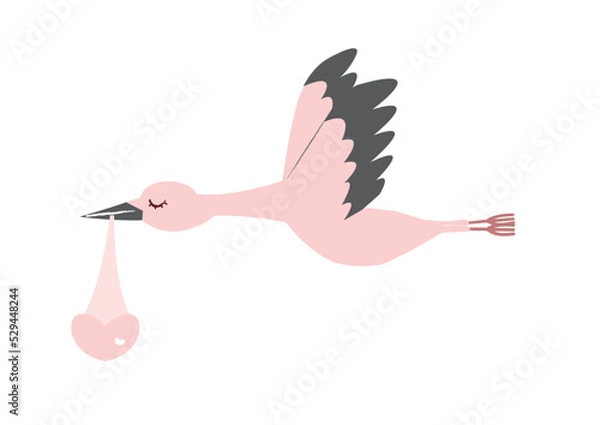 Fototapeta ハートを運ぶコウノトリ