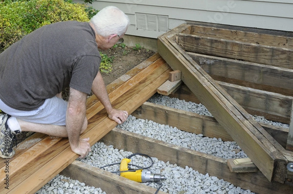 Fototapeta Installing Wood on Deck