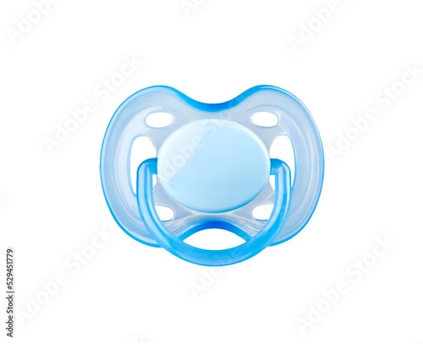 Fototapeta Blue pacifier isolated on transparent background. 
