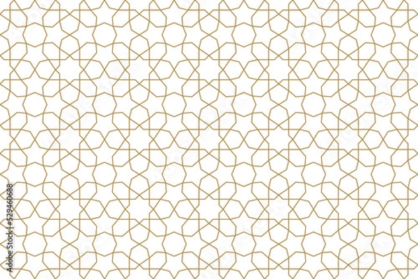 Fototapeta Seamless gold oriental pattern. Islamic background. Arabic linear texture. Vector illustration.