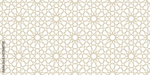 Fototapeta Seamless gold oriental pattern. Islamic background. Arabic linear texture. Vector illustration.