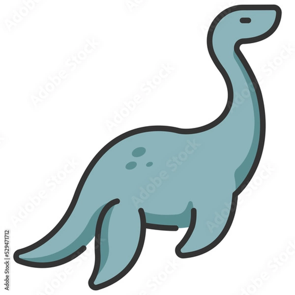 Fototapeta elasmosaurus line color icon