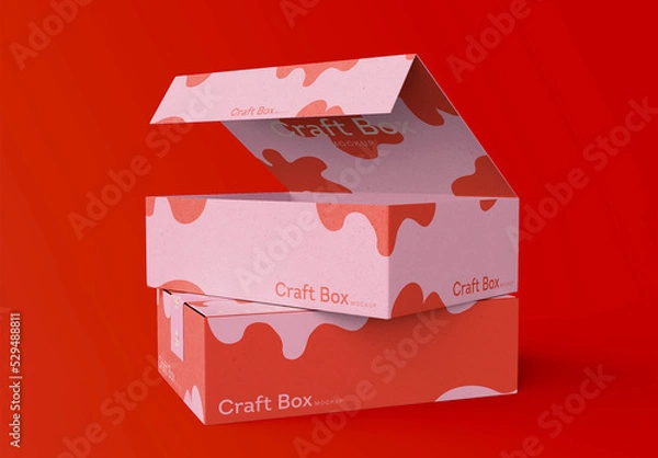Fototapeta 3D Cardboard Postal Boxes Mockup