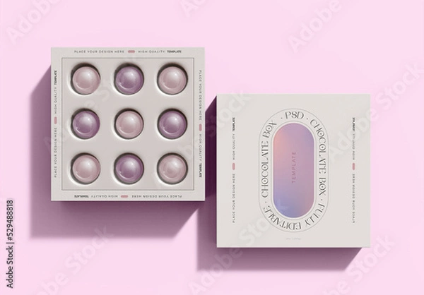 Obraz Widok 3dtop kwadratowego czekolady macup pudełka