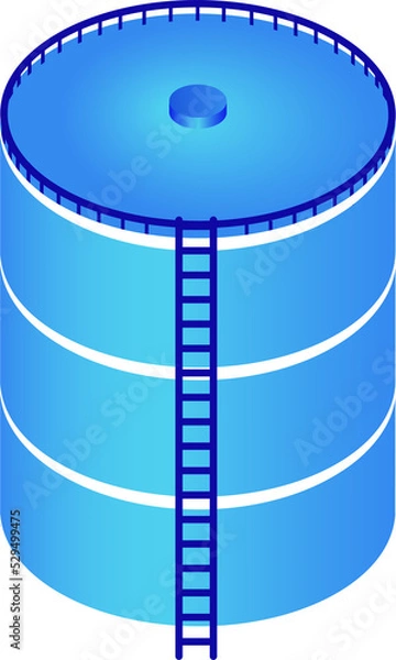 Obraz Isolated isometric 3d icon of a gas or water tank. Concept of storage and energy. 
