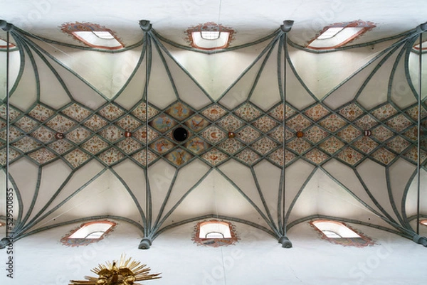 Obraz Netzrippengewölbe mit Gewölbemalereien, 1591 im Mittelschiff, Dom zu Gurk, Kärnten