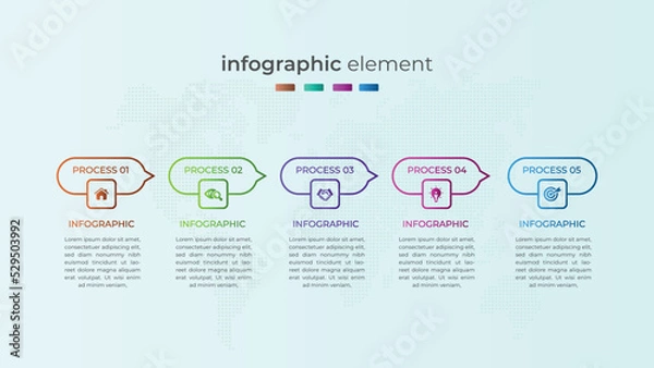 Obraz 	
Five step business timeline infographic element