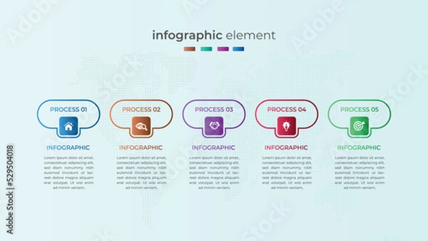 Obraz 	
Modern five step timeline infographic element