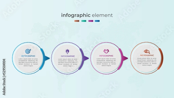 Obraz 	
Gradient four step circular business infographic element