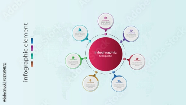 Obraz Gradient six step circular business infographic diagram