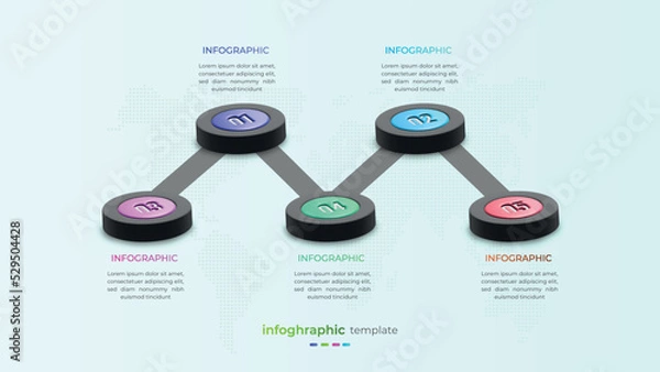Fototapeta Five option 3d creative infographic element