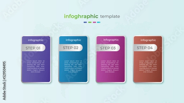 Obraz 	
Four step gradient timeline infographic design