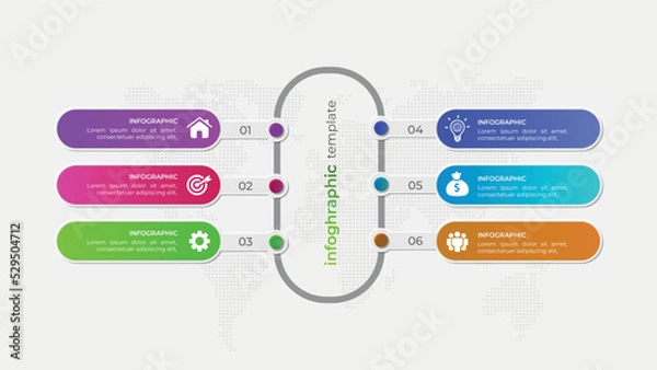 Obraz Modern gradient six step business infographic diagram