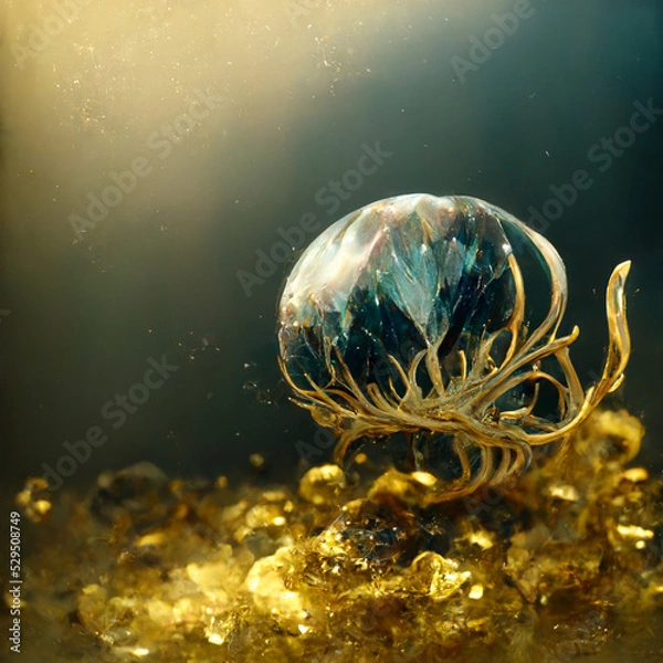 Obraz gold with diamond inlaid jellyfish