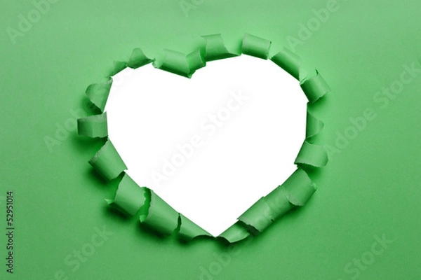 Obraz Papier, Herzform, Grün, freigestellt