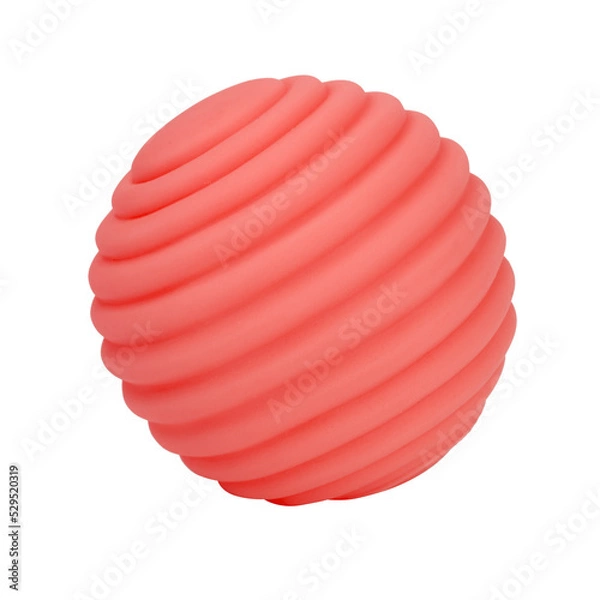 Fototapeta Ribbed form silicone rubber ball wavy isolated on the white background