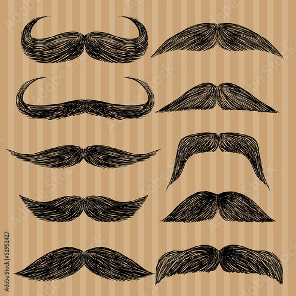 Fototapeta Różne rodzaje wąsów. Styl retro.
